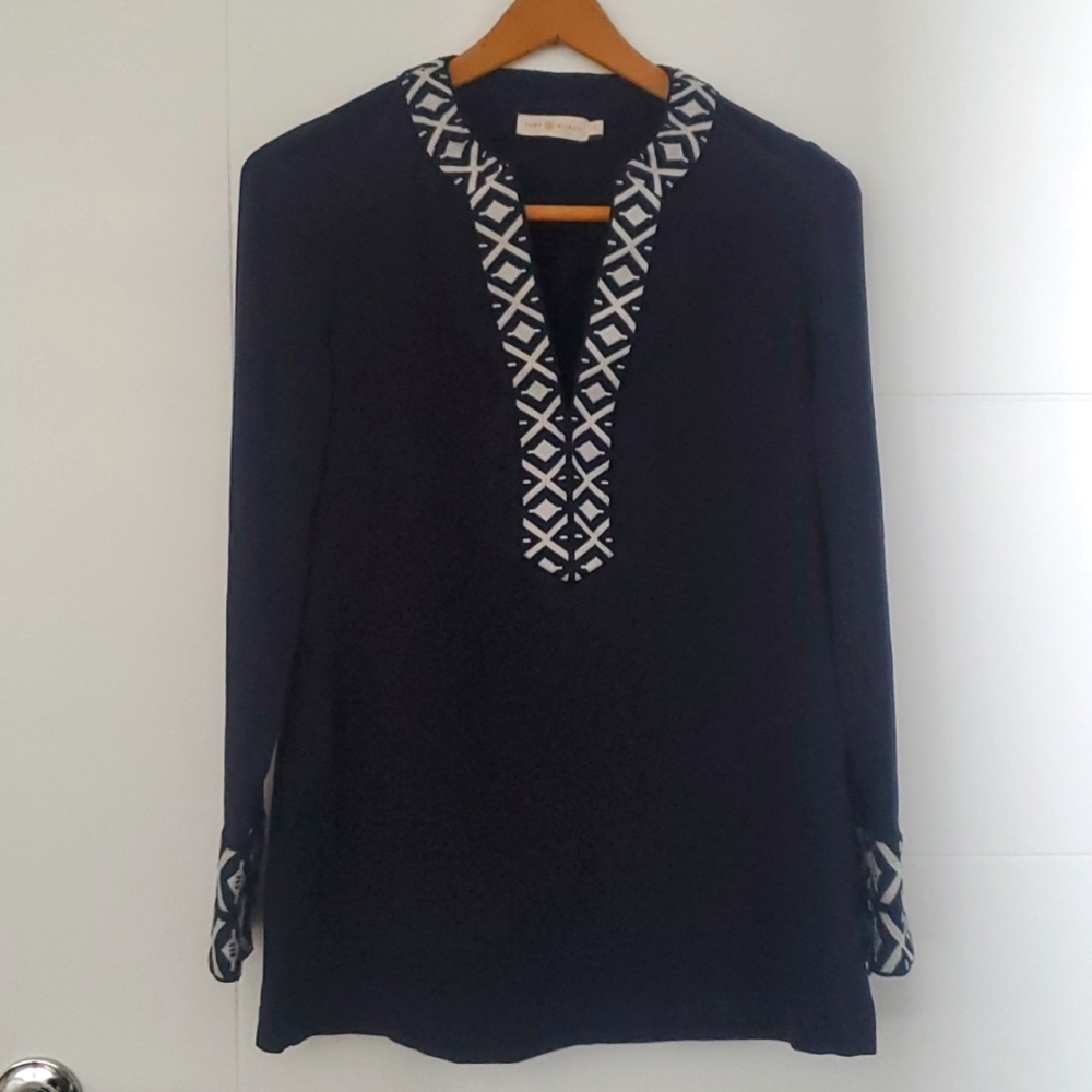 Tory Burch Blue and White Tunic